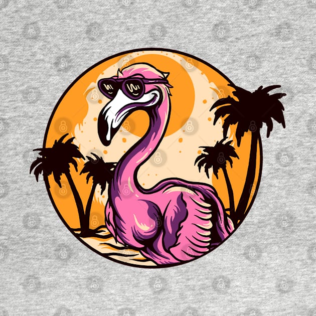 flamingo bird sunset by Mako Design 